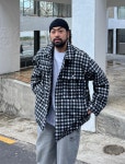 오버핏 체크 셔츠 패딩 자켓 : 심선생