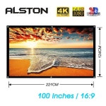 ALSTON 16:9 휴대용 프로젝터 스크린, 흰색 천 소재, LED 홈 시어터, 100 인치 : 삼한 인터내셔널
