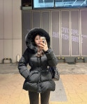 (3컬러) 더블제이 덕다운100 폭스퍼 하프  패딩 : 남포동민트