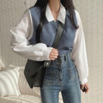 세모닥 | 레이어드 니트블라우스 면접 남방 코듀로이 새틴 출근룩 : COSTMALL