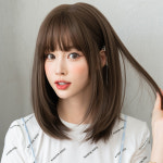 티아라 스트레이트펌 중단발 통가발 여자가발 41cm + 가발액세서리 3종 셋트 : 하이유니 Hi-Yuni