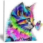 사무실액자 ZYCH 유화 동물 고양이 프로 나비 캔버스 벽 아트 모던 워크 홈 데코 페인팅 50x60cm : 윈텐글로벌