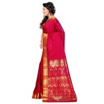 인도 VARKALA SILK SAREES 여성 칸치푸람 아트 실크 사리 (JP8108RDV_Red) : 스케일업ScaleUp