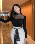 섹시 시스루 폴라 슬림핏 니트 탑 2color : 예스페셜리