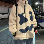남녀공용 아메리칸 리틀 데빌 램스울 재킷 스트리트 패션 코튼 패딩 루즈한 코트 커플 겨울 : hairjoy