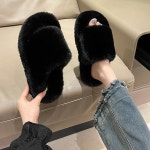 퍼원트랩 퍼슬리퍼 여자 겨울 털슬리퍼 통굽 키높이 사무실 실내화 홈슈즈 : 비앤채