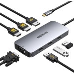 HDMI 어댑터, 7 in 1 모니터 도킹 스테이션 HDMI, 허브(2HDMI 포함), 디스플레이 포트 포트, VGA, 3개, Dell XPS 13 15, Le : 세화센트럴