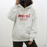 merci 레터링 루즈핏 양기모 롱 후드 맨투맨 3컬러 : 헤이뽀