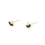모던 심플 블랙 골드 귀걸이 세련된 하트 피어싱 귀고리 18k 14k : HERCHA MALL