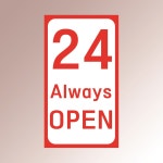 24 Always Open 24시영업 휴일無 안내판 아크릴 인쇄 표지판 140x250mm : ED 스토어