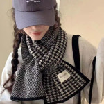 아이데이지 하운드투스 체크 머플러 양면 커플 남자 여자 긴 겨울 니트 목도리 : 아이데이지