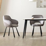 라운지 카페 안락 웜톤 귀여운 블랙 스틸 패브릭 체어 의자 식당 : 헤르샤 가구