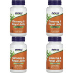 Now Food Ginseng Royal Jelly 나우푸드 인삼뿌리 추출물 300mg 로얄제리 100mg 감초 뿌리 함유 90정 4병 : 건강한 캡슐