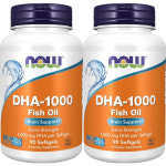 Now Food DHA 1000 Brain Support 나우푸드 피쉬오일 1300mg DHA 1000mg 90정 2병 : 건강한 캡슐