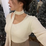 [ 인더블레스 ] 골지 브이넥 머플러 세트 : 인더블레스