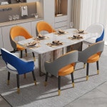 식탁 의자 다이닝 북유럽 솔리드 우드 체어 모던 미니멀리스트 라이트 럭셔리 디자이너 원단 홈 레저 등받이 거실 : 해피쇼핑7