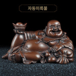 구리 수평 미륵 부처님 동상 장식품, 웃는 입, 부를 유치하기 위해 항상 열려 있음, 큰 배 부처님, 웃는 부처님 집 거실 입구 장식 : 새봄새봄