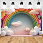 행사용 포토존 현수막 레인보우 베이비 샤워 배경 다채로운 풍선 생일 파티 장식 배너 스튜디오 촬영 소품 : 포온지2마켓