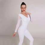 점프수트 요가복 필라테스복 올인원레깅스 슈트 넥 긴 체육관 스포츠 패딩 댄스 공중 휘트니스 바디 : 째니고고