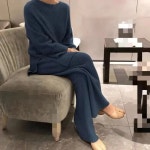 레그 와이드 팬츠 감소 신상 세트 투피스 니트 바지 서구화 여성 시대 y2k 겨울 가을 : 엘케이S