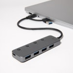 C타입 USB3.0 4포트 멀티 허브 / PC 맥북 태블릿 아이패드 확장 분배기 : 주식회사지엔이테크