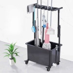 스텐 청소도구함 밀대 정리함 이동식 마대걸레 걸레 풀 120cm 고정식 확장10개 후크12개 : 밤부처럼