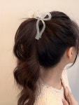 아크릴 롱리본 올림머리 반머리 헤어집게핀 : 꾸밈 acc
