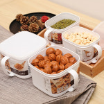 일본 고급 손잡이 사각 밀폐 용기 견과류 통 반찬 김 보관 쿠키 파 채소 소분 수납 밀패 트레이 정리 플라스틱 쿠키 김치 만두 씨리얼 케이스... 