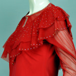 댄스복 라인댄스복 2중망사핫피스티(검정,빨강) 라틴 모던 포크 사교 : 댄스넷몰