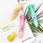 2000 멍멍야옹 미니 3색 형광펜 16개 1갑 일정 언더라인 형광라이너 체크마킹 포인트펜 : 다옴문구