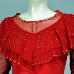 댄스복 라인댄스복 2중망사핫피스티(검정,빨강) 라틴 모던 포크 사교 : 댄스넷몰