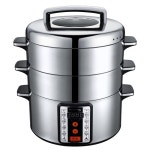 업소용 찜기 다용도 찜솥 찜냄비 만두 고구마 대형 32cm 대용량 전기 스테인레스 찜통 : 이블신