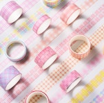체크 패턴 파스텔 인스타 감성 다꾸 마스킹테이프 8개 세트 빈티지 : 체리벨