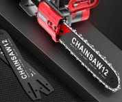 충전 체인톱 전동톱 소형 나무자르는 가지치기 12인치 배터리2개 체인3개 : 스마일무지개