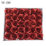 요 초 블루 로즈 플라워 헤드 크리스탈 로즈 글리터 플라워 헤드 1 박스 30 pcs 홈 웨딩 데코 발렌타인 선물 블링 플라워 : 히어게인