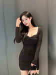 무드 쉬폰 셔링 원피스 : 도헤 Dorer