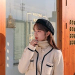 주니어모자 울 화가 빵 캐주얼 모직 블랙 베레 모 자 : LSA