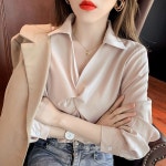 여성 쉬폰 블라우스 브라우스 오피스룩 셔링AT43M : 빠리맘