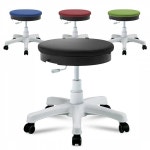 (에픽스토어) 화이트 원형의자 바퀴달린 등받이없는 낮은 카운터의자 : epic