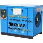 HPDAVV 208230V 3상 회전나사 공기압축기 10HP 7.5KW 39CFM 125PSI NPT34 베이스 마운트 상용 공기압축 시스템 230v/10hp/7.5kw/Pack7... 