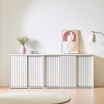 모던 템바보드 인테리어 높은 텔레비다이 티브받침대 넓은 틈새 공간활용 안방 거실 그레이 화이트 TV 장식장 선반 다이 티비장 와이드... 