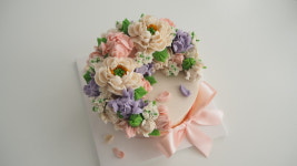 청주 떡케이크 앙금플라워 크레센트디자인 : 키치스윗 숨블리에