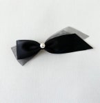 진주 언발 왕리본핀 망핀 블랙 리본핀 반묶음 헤어핀 콩쿨 명품 수제 : 아이엠요나