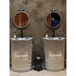 세면대 업소용 인테리어 화장실 복고풍 레트로 세면기 드럼통 철제 카페 복고 빈티지 : 아로하닷컴