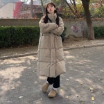 겨울 데일리 하이넥 루즈핏 오버핏 블랙 브라운 롱 캐주얼 집업 아우터 패딩 겨울잠바 : 에버비