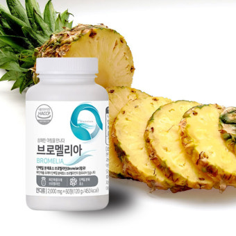 브로멜라인 파인애플 효소 1-6개월 명문제약 브로멜리아 츄어블정 : 칼라텐