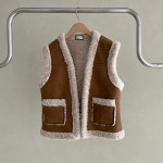 브이넥 덤블 무스탕 조끼(2color) : only me