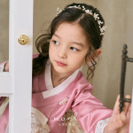 수향 분홍당의 (백일,1-10호) 플라워 나염 고급 여아한복 돌잔치 드레스 : 노엘드레스