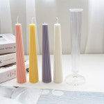 사이즈 헤드 플랫 탑 미세 톱니 원통형 막대 왁스 향 캔들 원뿔형 얇은 스트라이프 플라스틱 몰드 : 레어펄스