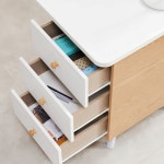 학생 코너책상 화이트 ㄱ컴퓨터책상 기역책상 책장 : 위콘23